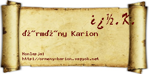 Örmény Karion névjegykártya